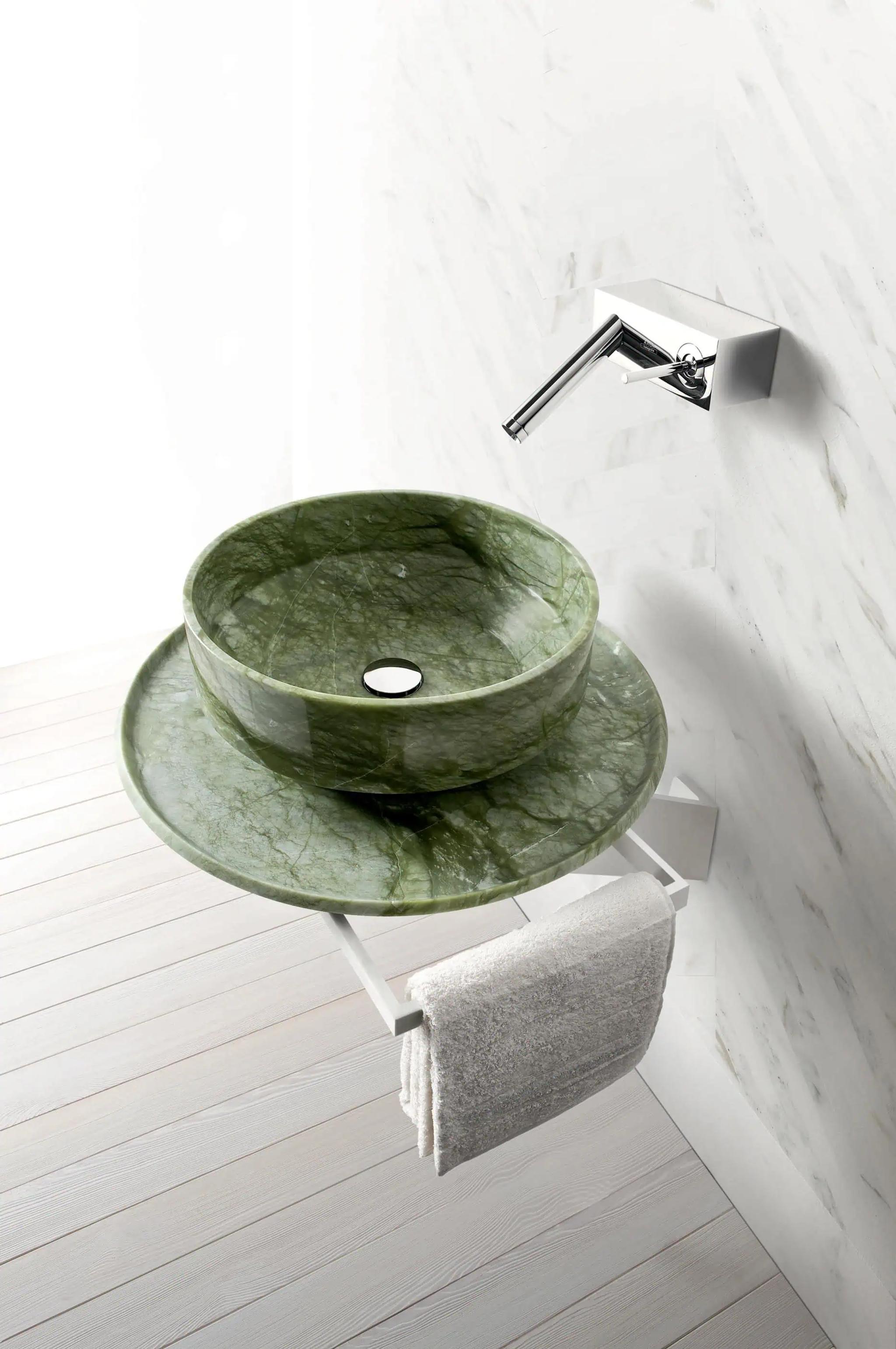 Lavabo đá dạng khối III — nội thất đá Rochelle Couture
