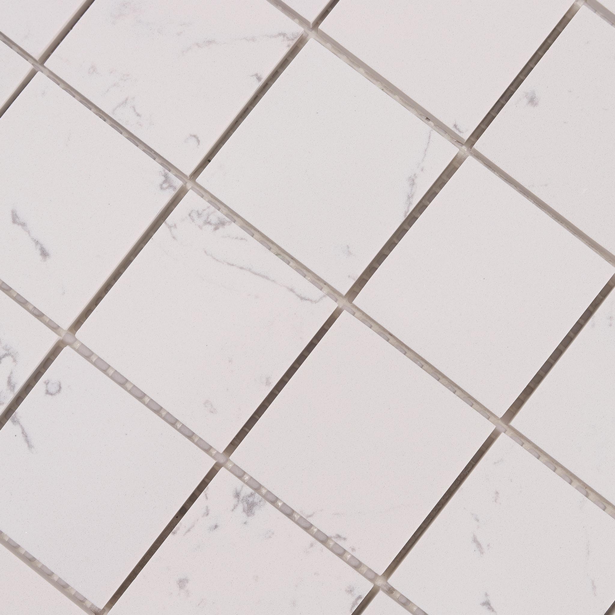 White Square Polished Marble Mosaic Tiles — mosaic vuông bằng đá marble trắng