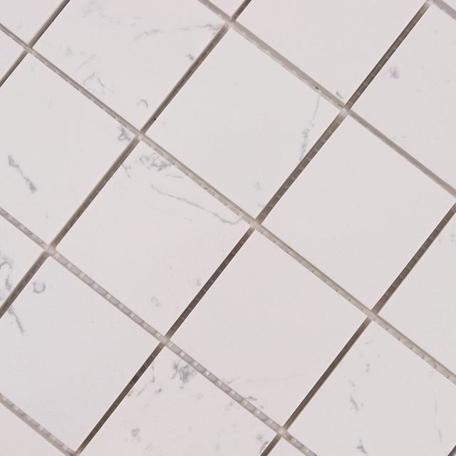 White Square Polished Marble Mosaic Tiles — mosaic vuông bằng đá marble trắng