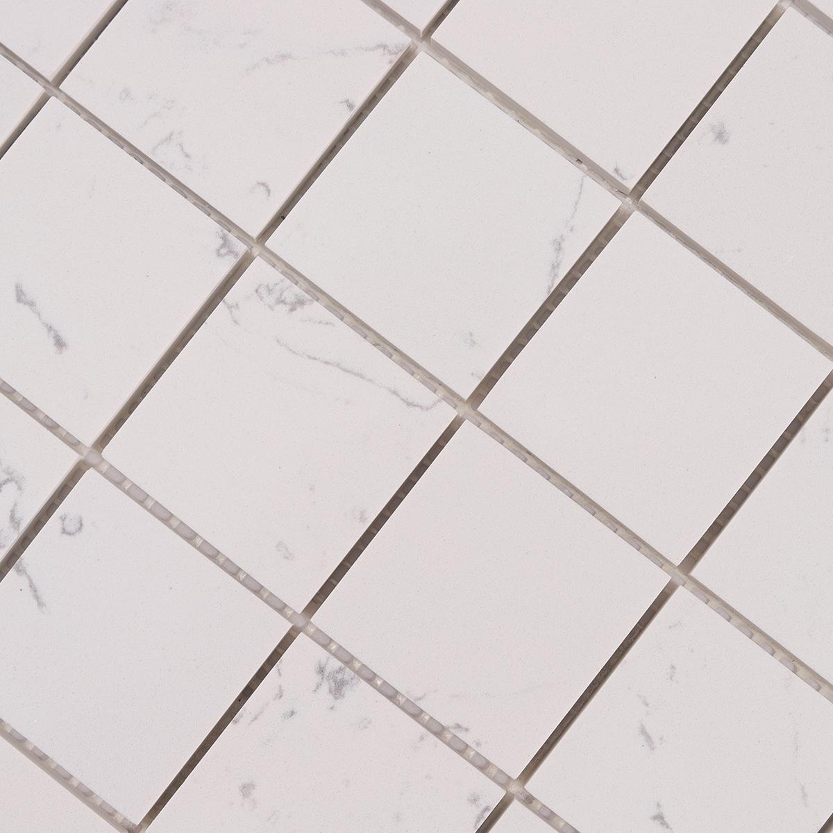 White Square Polished Marble Mosaic Tiles — mosaic vuông bằng đá marble trắng
