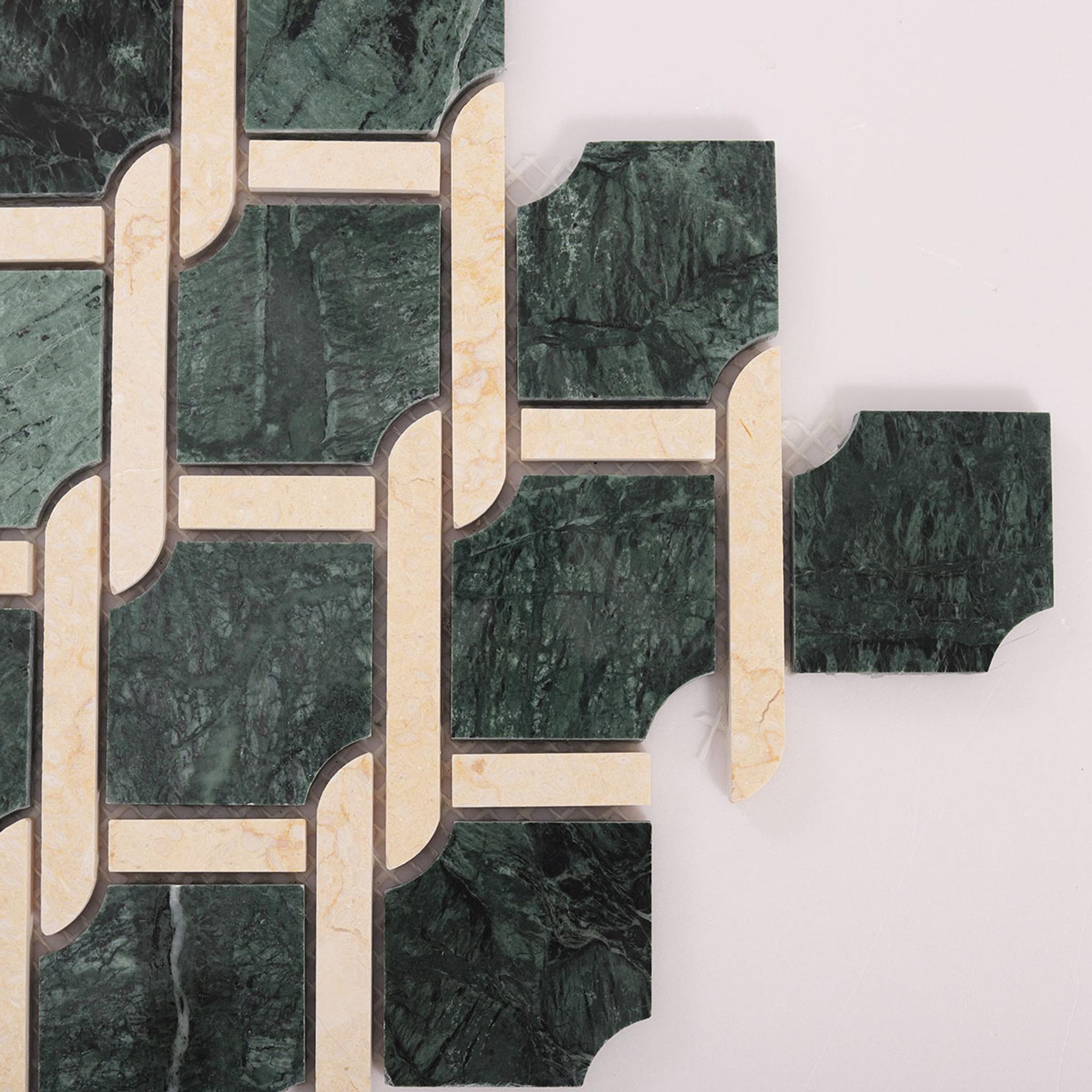 Rockart Medallion Green Marble Mosaic Tiles — mosaic ghép nghệ thuật bằng đá marble xanh lục