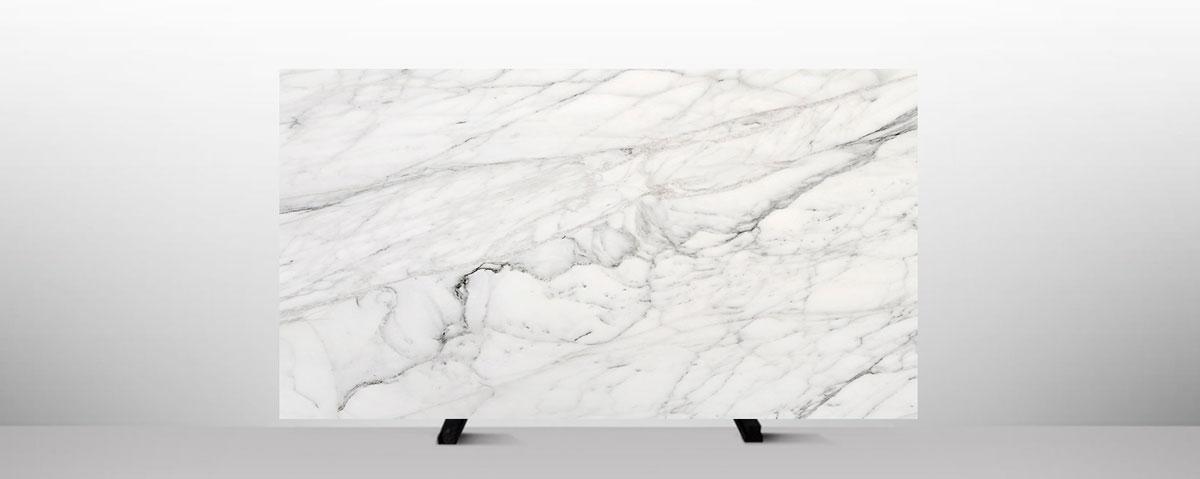 Đá Bianco Carrara — marble trắng vân xám Ý — ảnh tấm lớn (slab)