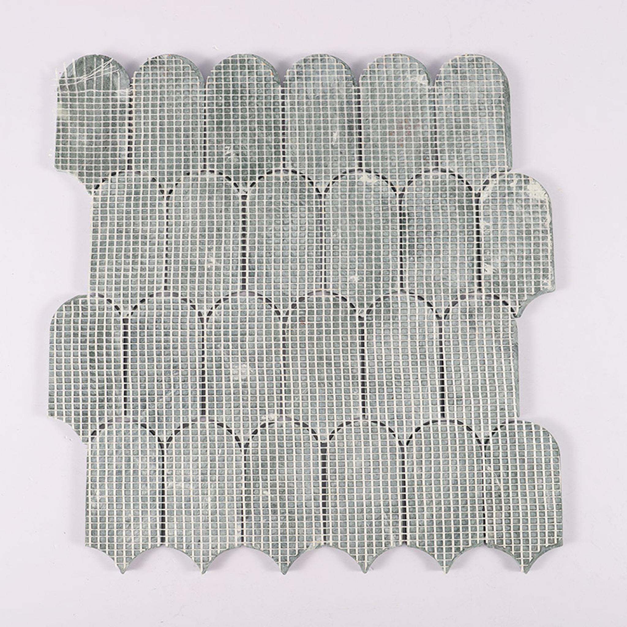 Long Fan Verde Green Marble Mosaic Tile — mosaic nan quạt bằng đá marble xanh lục