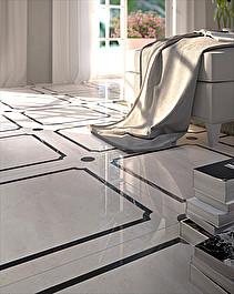 Sàn họa tiết marble Prestige 5 — Carrara trắng và Marquina đen, Rochelle Couture