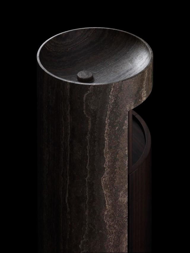 Lavabo đá nguyên khối tròn IV — nội thất đá Rochelle Stone
