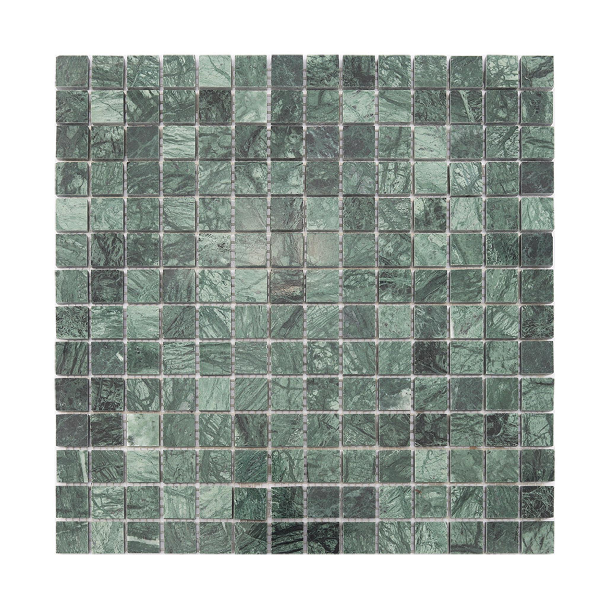 Dark Green Square Marble Mosaic Bathroom Floor Tile 12 in.X12 in. — mosaic vuông bằng đá marble xanh lục