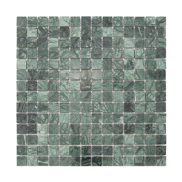 Dark Green Square Marble Mosaic Bathroom Floor Tile 12 in.X12 in. — mosaic vuông bằng đá marble xanh lục