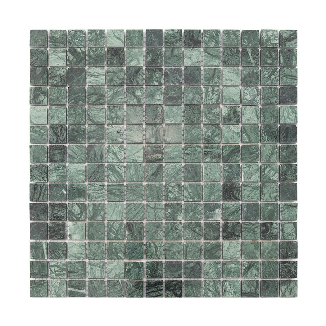 Dark Green Square Marble Mosaic Bathroom Floor Tile 12 in.X12 in. — mosaic vuông bằng đá marble xanh lục