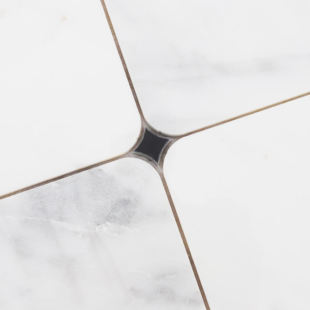 White Marble and Black Glass Waterjet Tile Square Wall Mosaic — mosaic hoa văn waterjet bằng đá marble đen & trắng