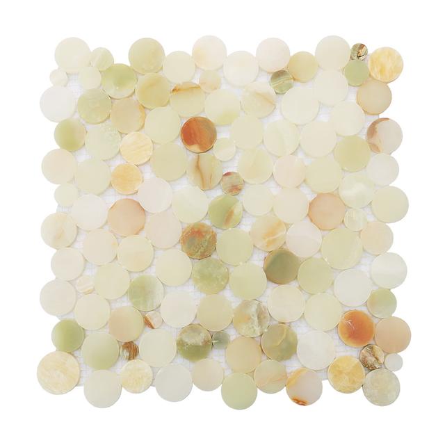 Green Onyx Penny Round Mosaic Wall & Floor Tiles — Rochelle Rochelle Stone