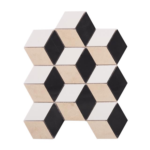 Diamond Cube Marble Mosaic Ba Tông (Tumbling Blocks) — Rochelle Rochelle Stone