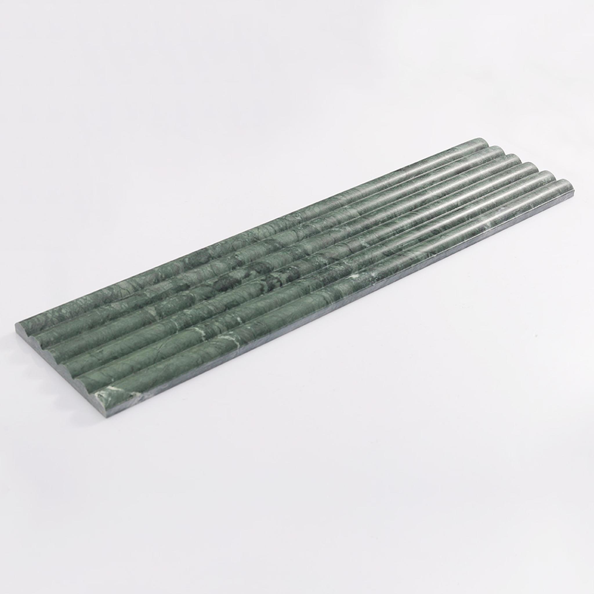 Dark Green Round Fluted Marble Tile — mosaic rãnh sọc (fluted) bằng đá marble xanh lục đậm