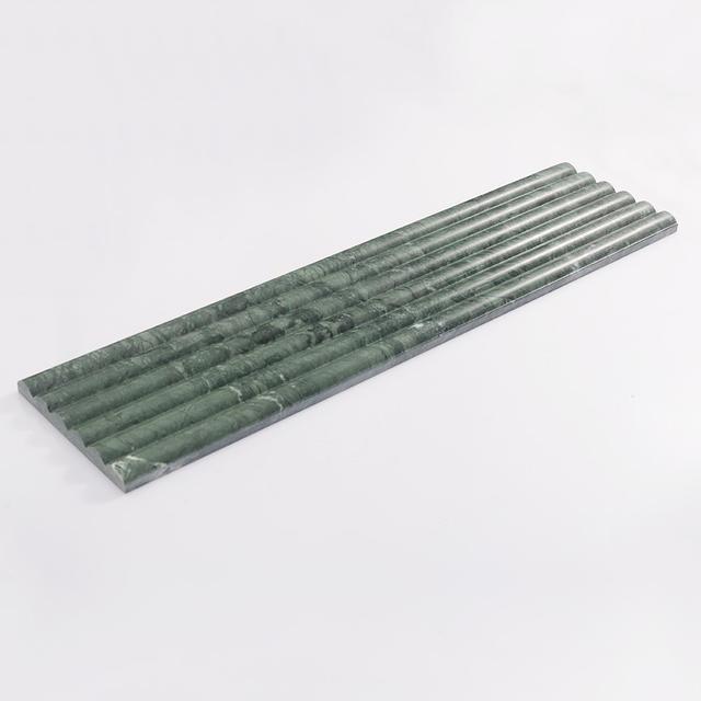 Dark Green Round Fluted Marble Tile — mosaic rãnh sọc (fluted) bằng đá marble xanh lục đậm