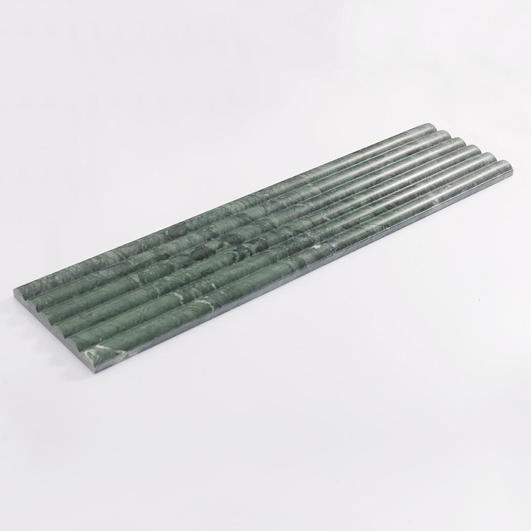 Dark Green Round Fluted Marble Tile — mosaic rãnh sọc (fluted) bằng đá marble xanh lục đậm