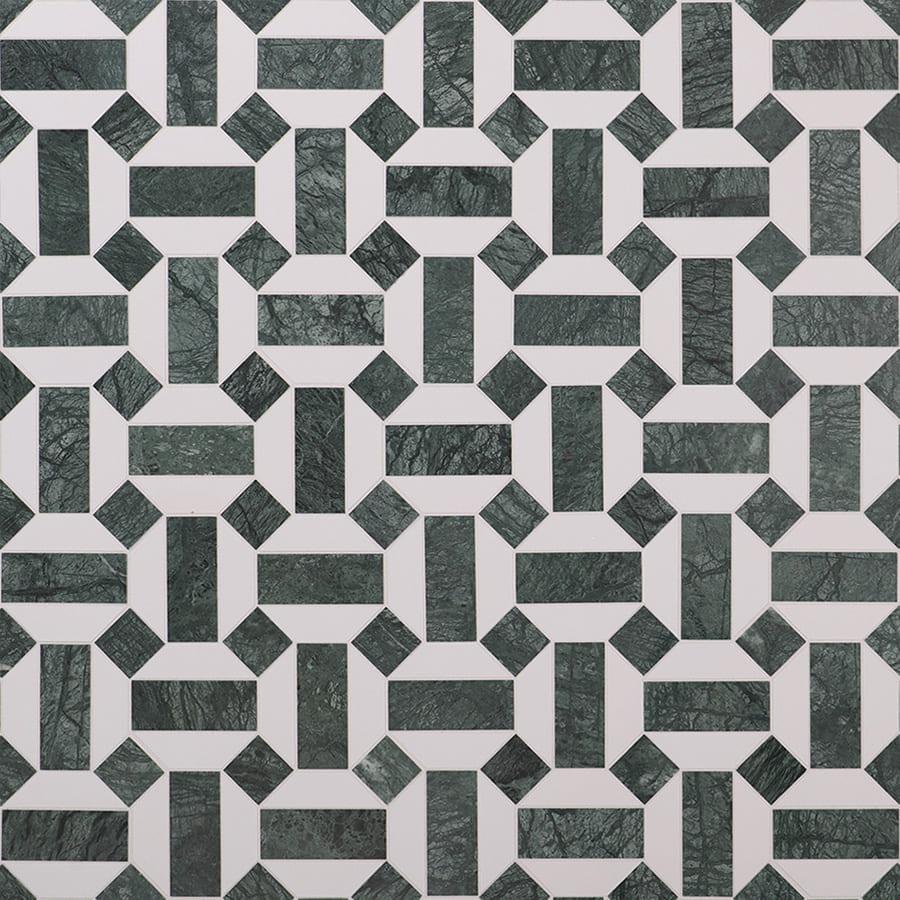 Green and White Hexagon Marble Tiles — mosaic lục giác bằng đá marble trắng & xanh lục