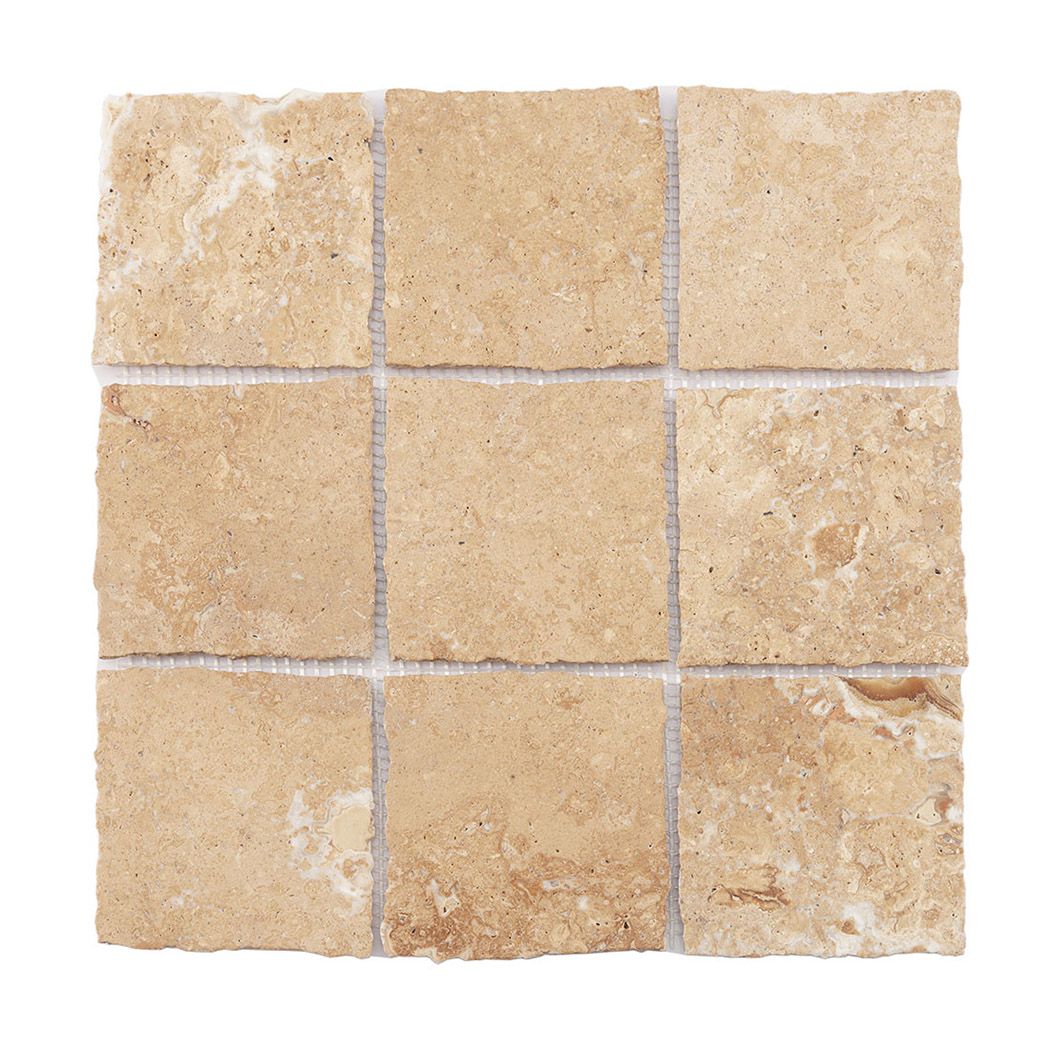 Beige Limestone Square Mosaic Tile for Natural Wall and Floor Design — mosaic vuông bằng đá vôi (limestone) beige