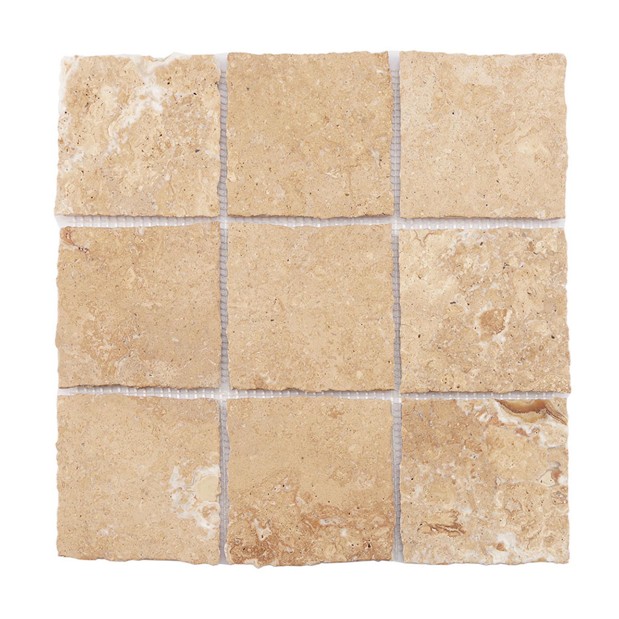 Beige Limestone Square Mosaic Tile for Natural Wall and Floor Design — mosaic vuông bằng đá vôi (limestone) beige