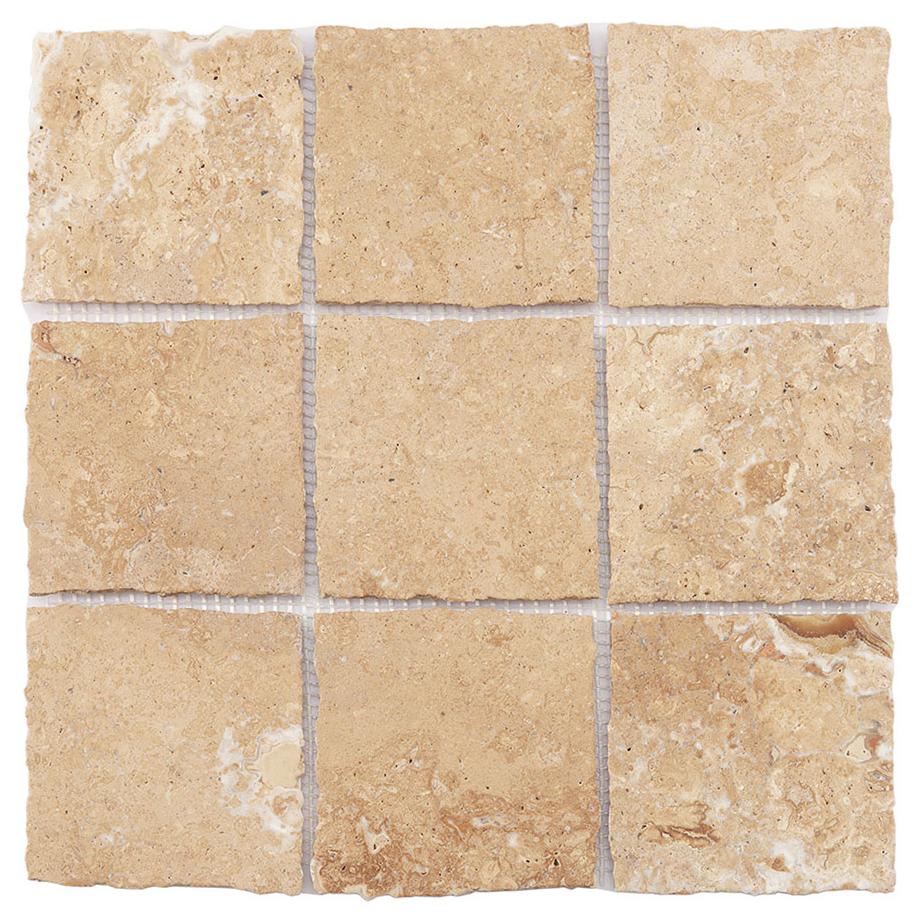 Beige Limestone Square Mosaic Tile for Natural Wall and Floor Design — mosaic vuông bằng đá vôi (limestone) beige