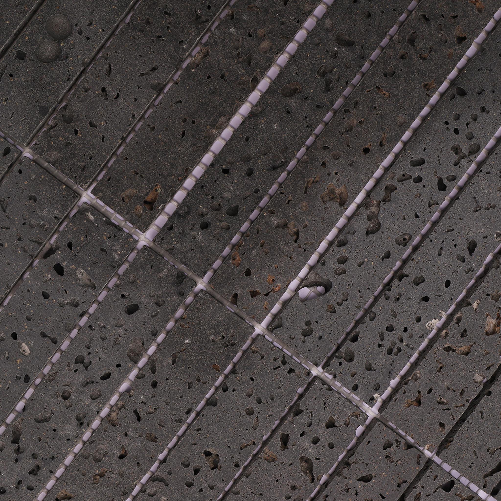 Black Long Rectangle Stacked Travertine Stone Mosaic Tiles — mosaic thanh dài (linear) bằng đá travertine đen