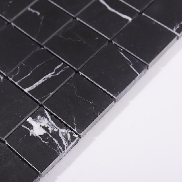 Nero Marquina Black Square Marble Mosaic Tiles — mosaic vuông bằng đá marble đen