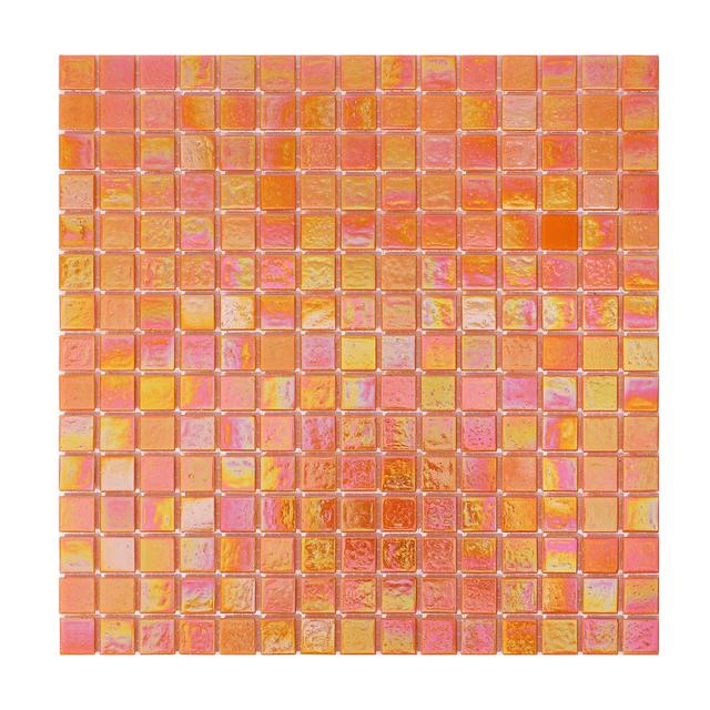 Pearlescent Orange Square Glass Mosaic Wall and Floor Tile — mosaic vuông bằng thủy tinh tự nhiên