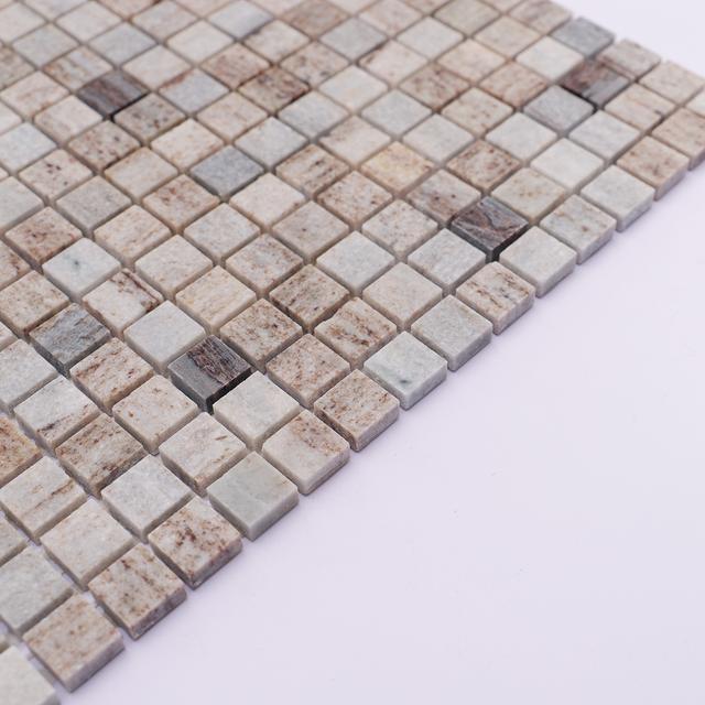 Gray Wooden Square Marble Honed Mosaic Tile — mosaic vuông bằng đá marble xám