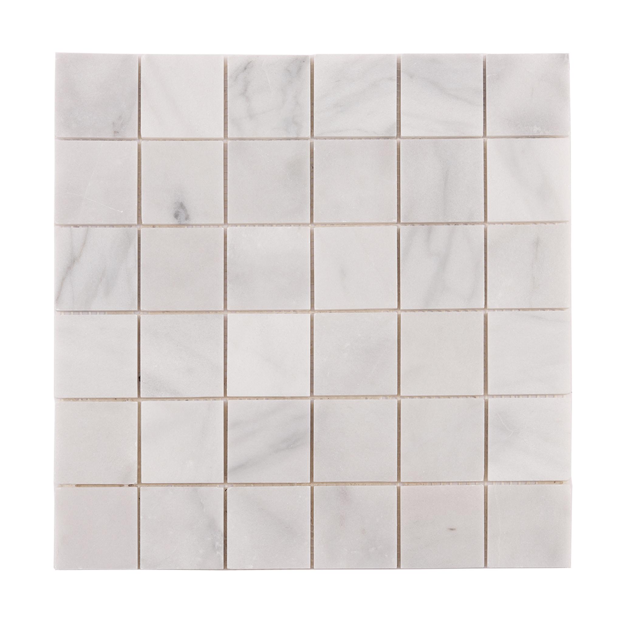 Carrara Venato Square Marble Mosaic Tiles — mosaic vuông bằng đá marble trắng Carrara