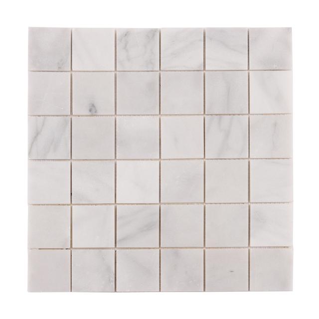 Carrara Venato Square Marble Mosaic Tiles — mosaic vuông bằng đá marble trắng Carrara