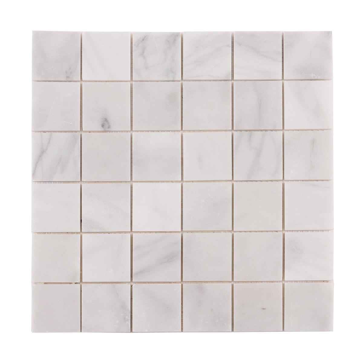 Carrara Venato Square Marble Mosaic Tiles — mosaic vuông bằng đá marble trắng Carrara