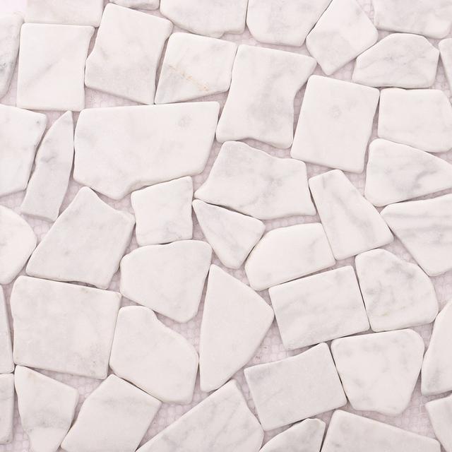 Cracked White Carrara Marble Mosaic Tile — mosaic ghép nghệ thuật bằng đá marble trắng & trắng Carrara
