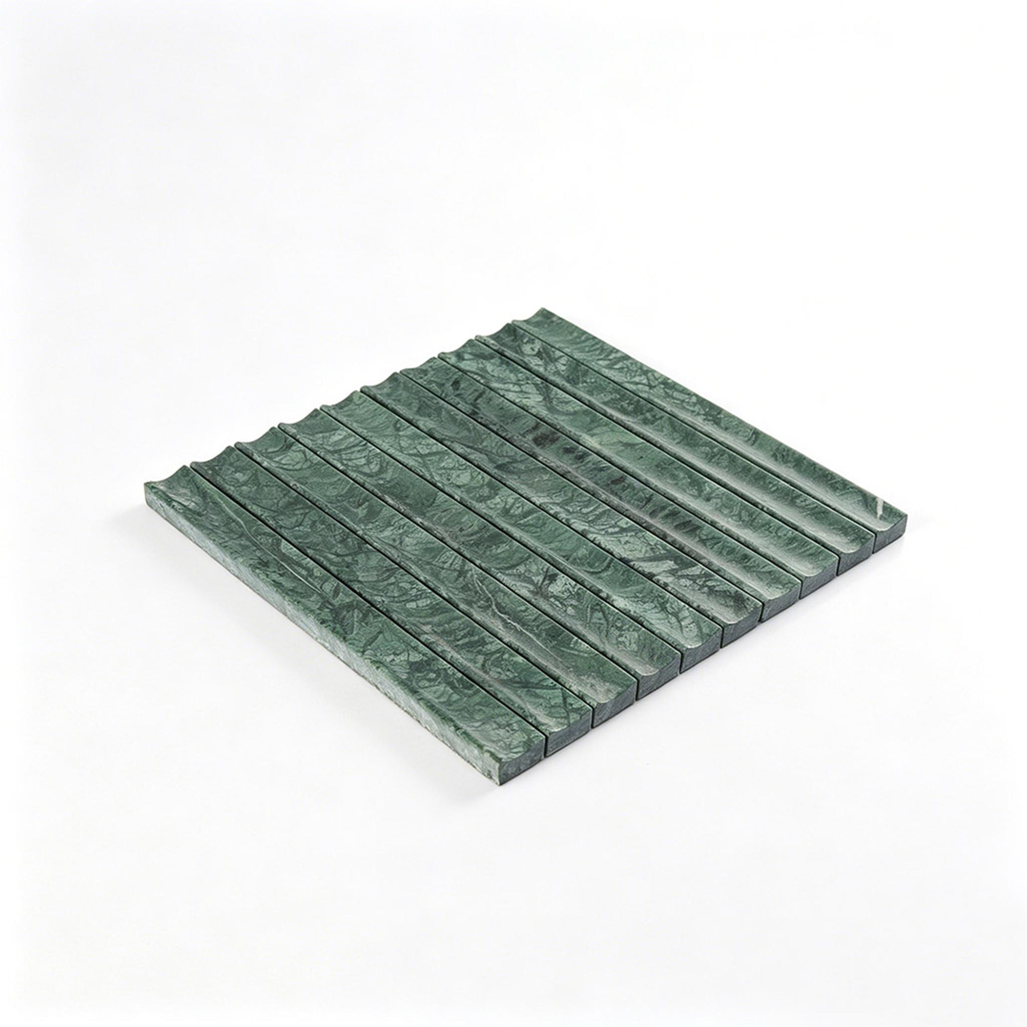 Empress Green Marble Fluted Tile — mosaic rãnh sọc (fluted) bằng đá marble xanh lục