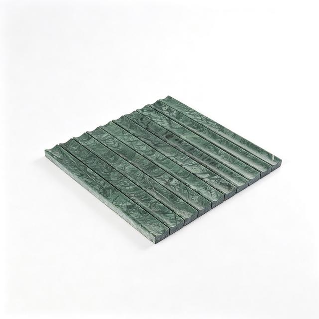 Empress Green Marble Fluted Tile — mosaic rãnh sọc (fluted) bằng đá marble xanh lục