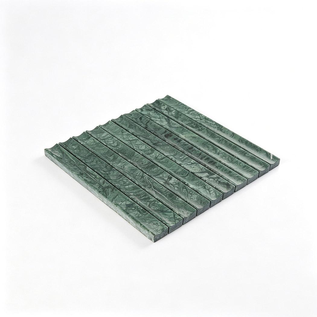 Empress Green Marble Fluted Tile — mosaic rãnh sọc (fluted) bằng đá marble xanh lục
