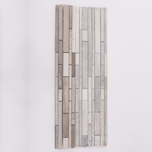 Wood Marble Linear Strips Subway Mosaic — mosaic thanh dài (linear) bằng đá marble vân gỗ
