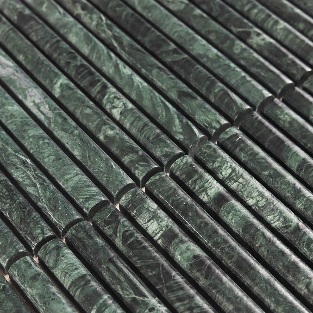 Green Concave Fluted Marble Tile Stacked Mosaic — mosaic rãnh sọc (fluted) bằng đá marble xanh lục