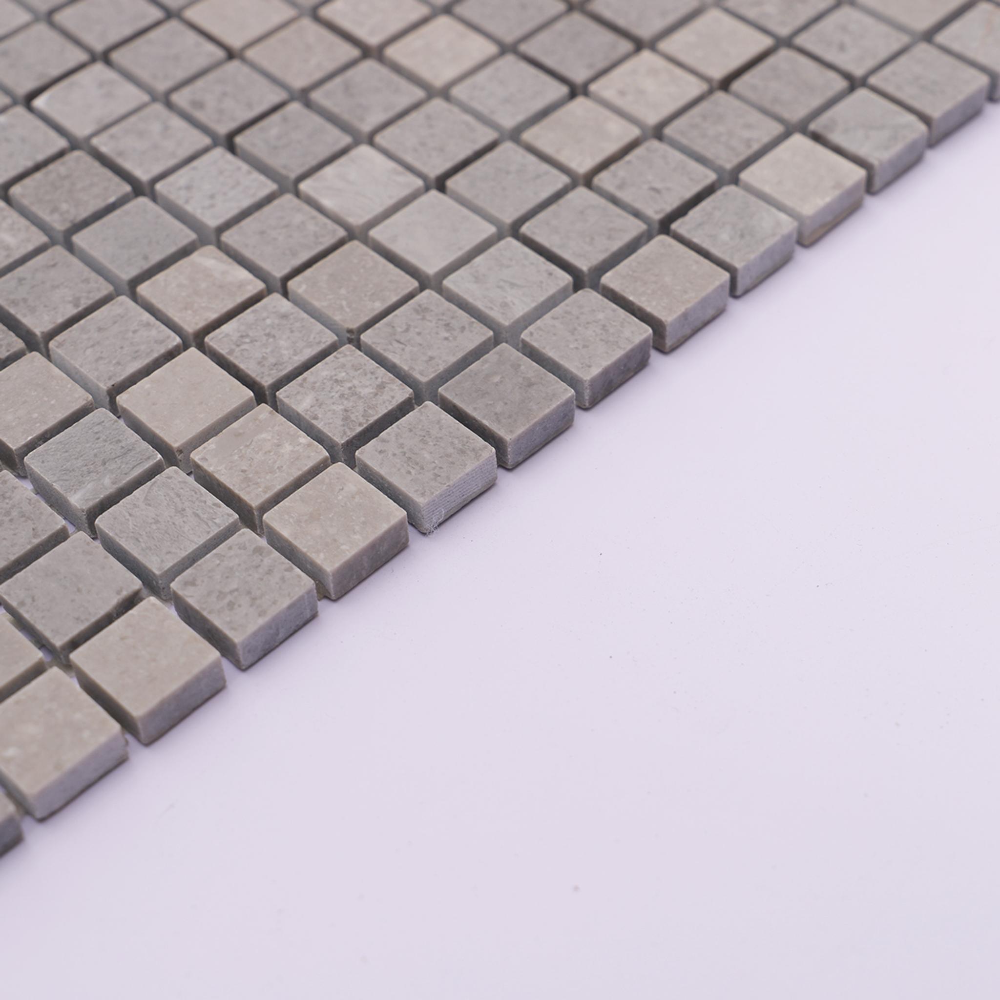 Small Gray Square Polished Marble Mosaic Tiles — mosaic vuông bằng đá marble xám