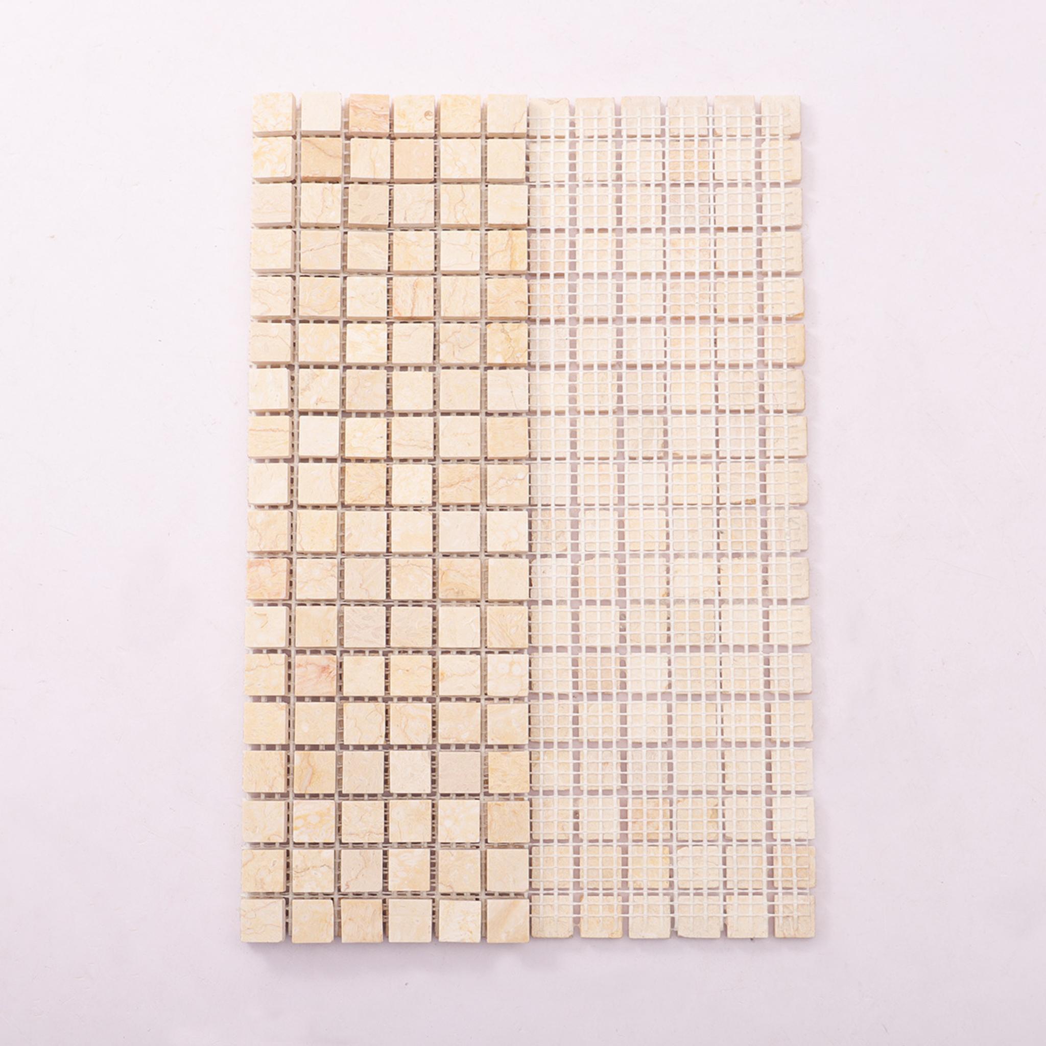 Crema Marfil Polished Beige Marble Mosaic Backsplash Tile — mosaic ghép nghệ thuật bằng đá marble beige