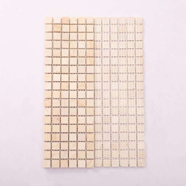 Crema Marfil Polished Beige Marble Mosaic Backsplash Tile — mosaic ghép nghệ thuật bằng đá marble beige