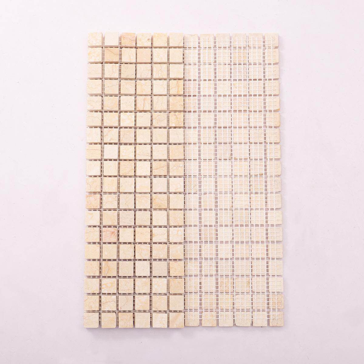 Crema Marfil Polished Beige Marble Mosaic Backsplash Tile — mosaic ghép nghệ thuật bằng đá marble beige