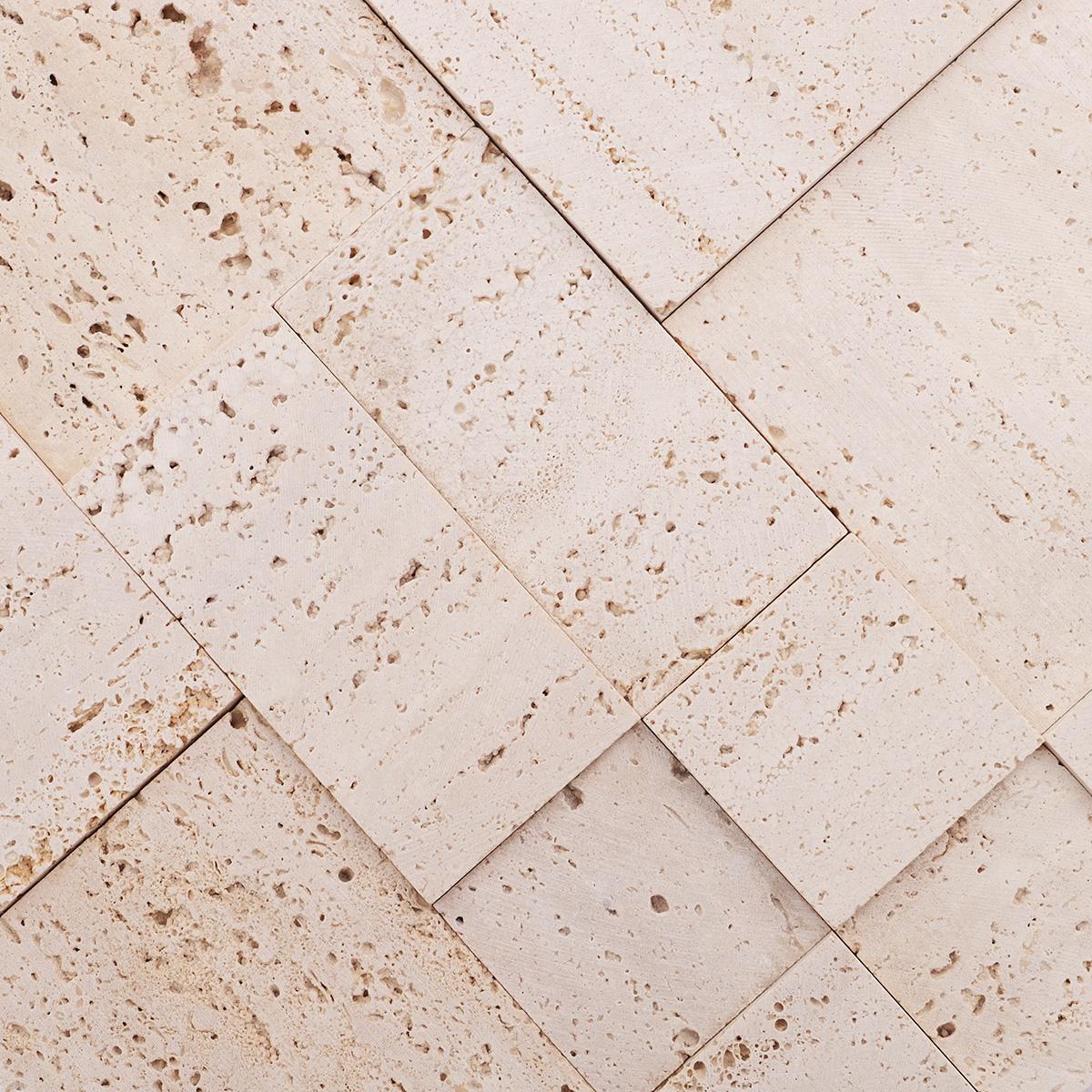 3D Beige Square Seamless Connection Travertine Marble Tile — mosaic vuông bằng đá travertine beige