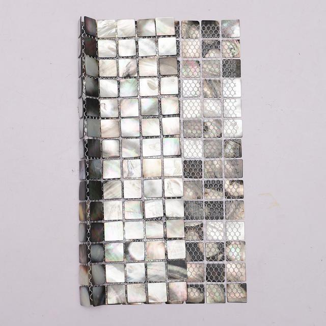 Black Seashell Square Mosaic — mosaic vuông bằng xà cừ đen ánh xà cừ
