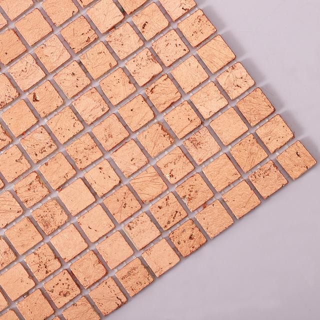 Rose Gold Foil Marble Mosaic Backsplash Tiles — mosaic ghép nghệ thuật bằng đá travertine vàng