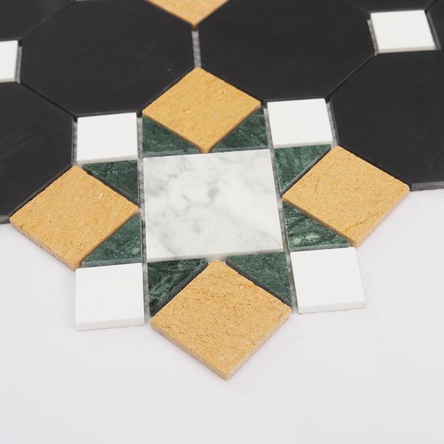 Multicolor Geometric Marble Mosaic Tile — mosaic ghép nghệ thuật bằng đá marble tự nhiên