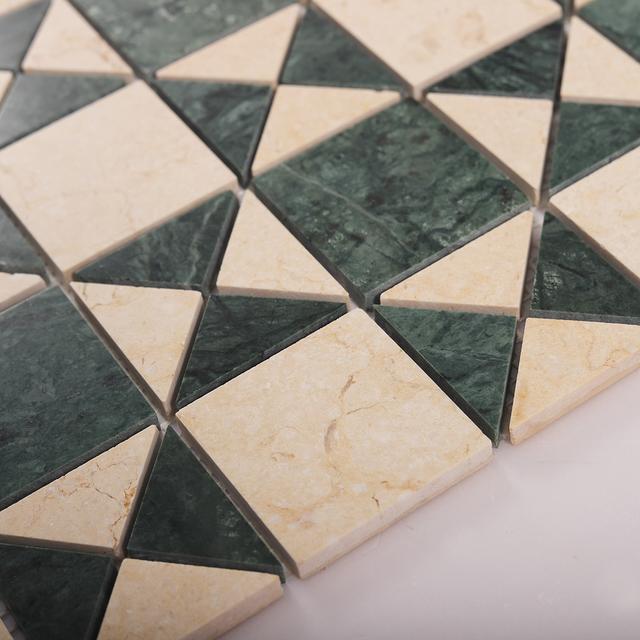 Natural Marble Green and Beige Mosaic Tiles — mosaic ghép nghệ thuật bằng đá marble xanh lục & beige
