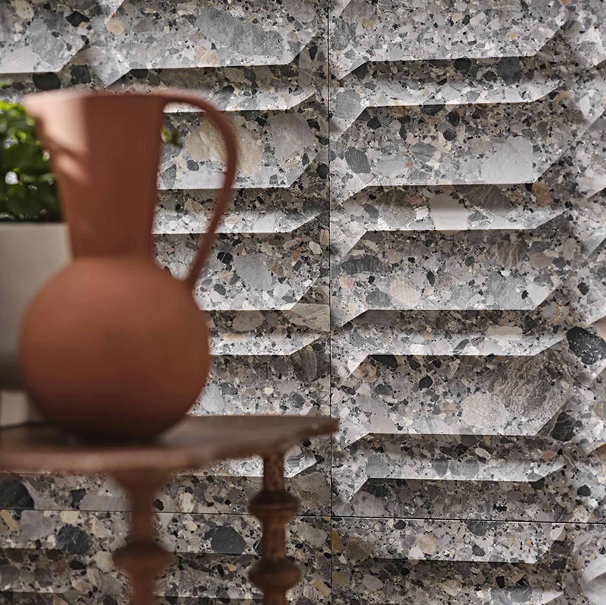 Vách đá 3D Crystal — bề mặt đá tự nhiên điêu khắc nổi khối, Lithos