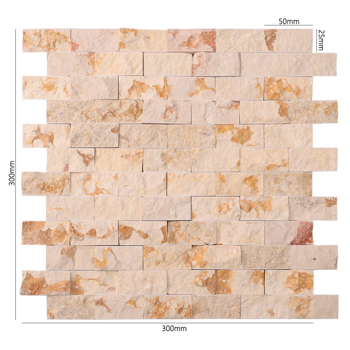 Crema Marfil Face Stone Subway Tiles — mosaic subway (gạch thẻ) bằng đá marble tự nhiên