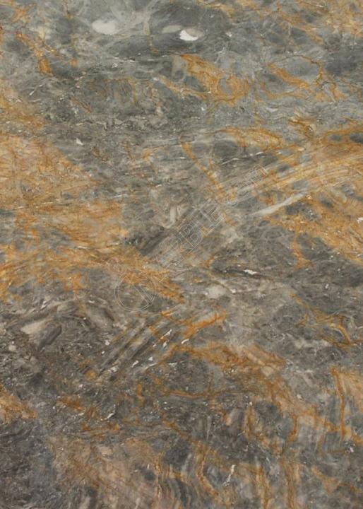 Đá vân vàng hổ phách nền xám khói — đá tự nhiên Rochelle Stone