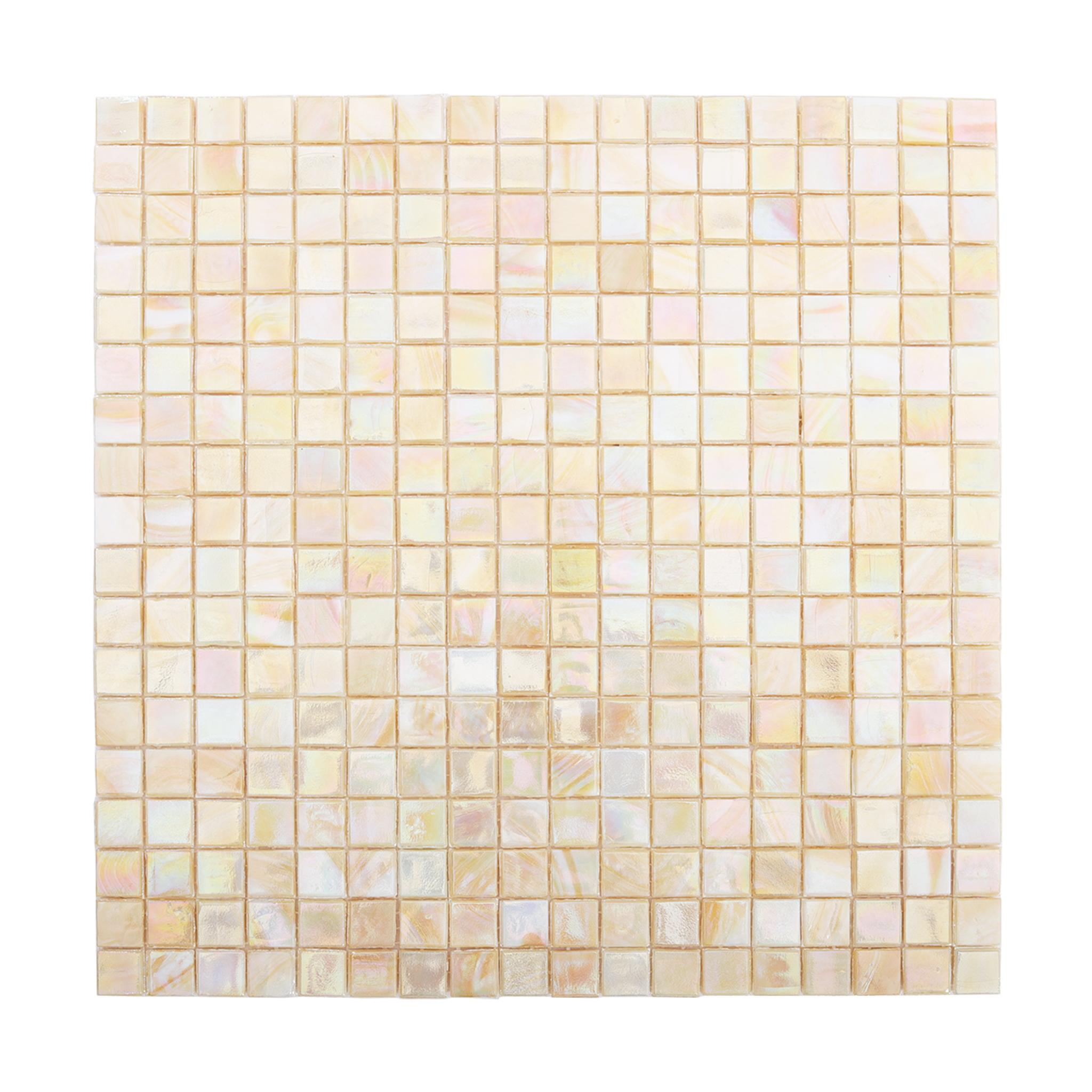 Iridescent Light Beige Gold Water Glass Mosaic Tile 15X15 — mosaic vuông bằng thủy tinh beige & vàng