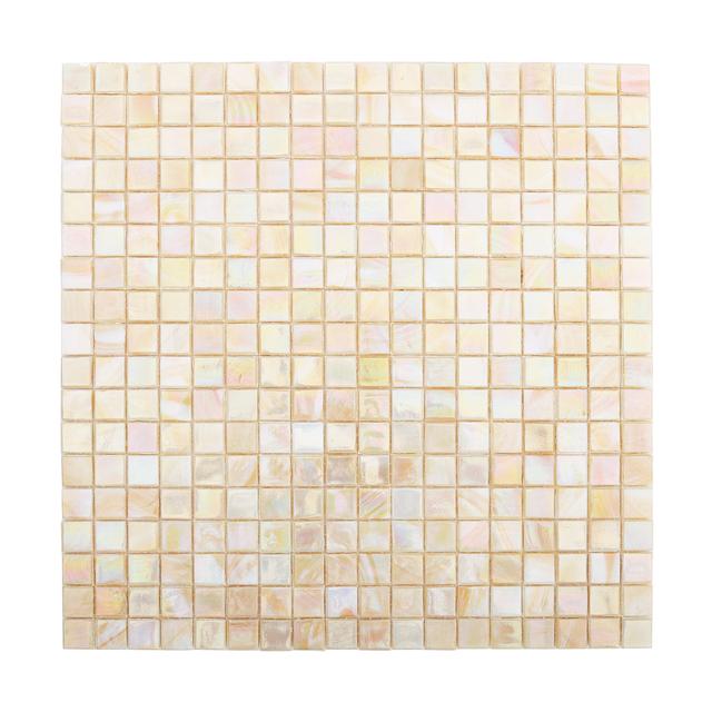 Iridescent Light Beige Gold Water Glass Mosaic Tile 15X15 — mosaic vuông bằng thủy tinh beige & vàng