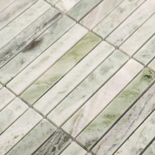 Polished Ming Green Marble Vertical Mosaic Wall Tiles — mosaic ghép nghệ thuật bằng đá marble xanh lục